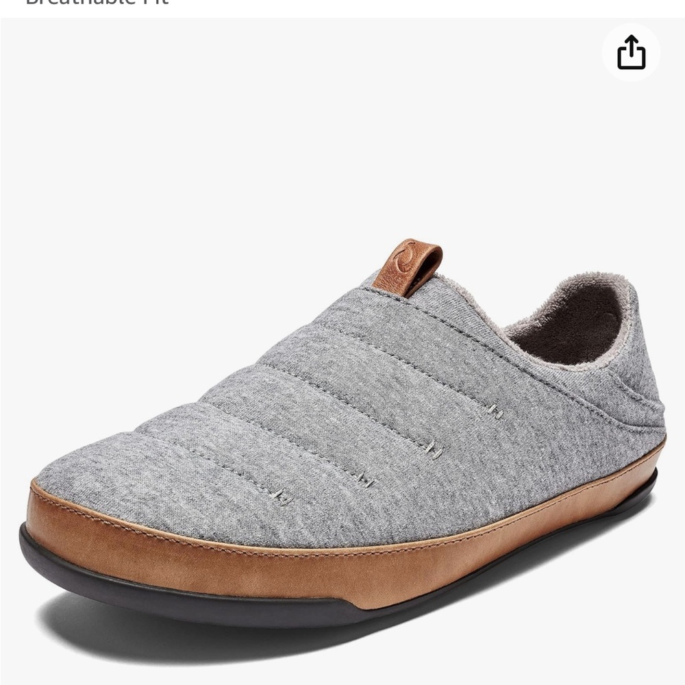 Size 8 men’s DK shadow/black Olukai heathered cotton slippers